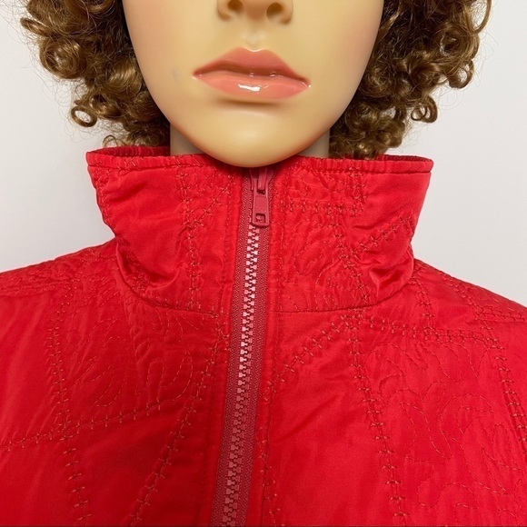 Coldwater Creek Grannycore Sweater Jacket – Quilted Front – Zip Up – Red – Size - Picture 3 of 16